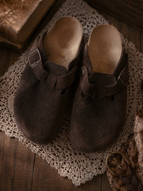 Birkenstock Shoes - Birkenstock Boston Dark Brown Suede Clogs EU 38 Women’s 7–7.5